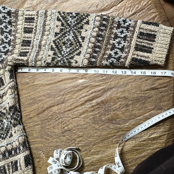 Vintage Fair Isle Cabincore Grandpa Grandma Neutral Cozy Oversized Cardigan M - Picture 12 of 14